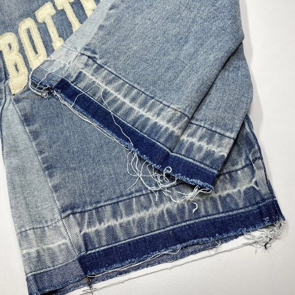 NEW Bottega Desires Men’s Embroidered Appliqué Denim Shorts – Blue Size 30 Fray - Picture 4 of 10
